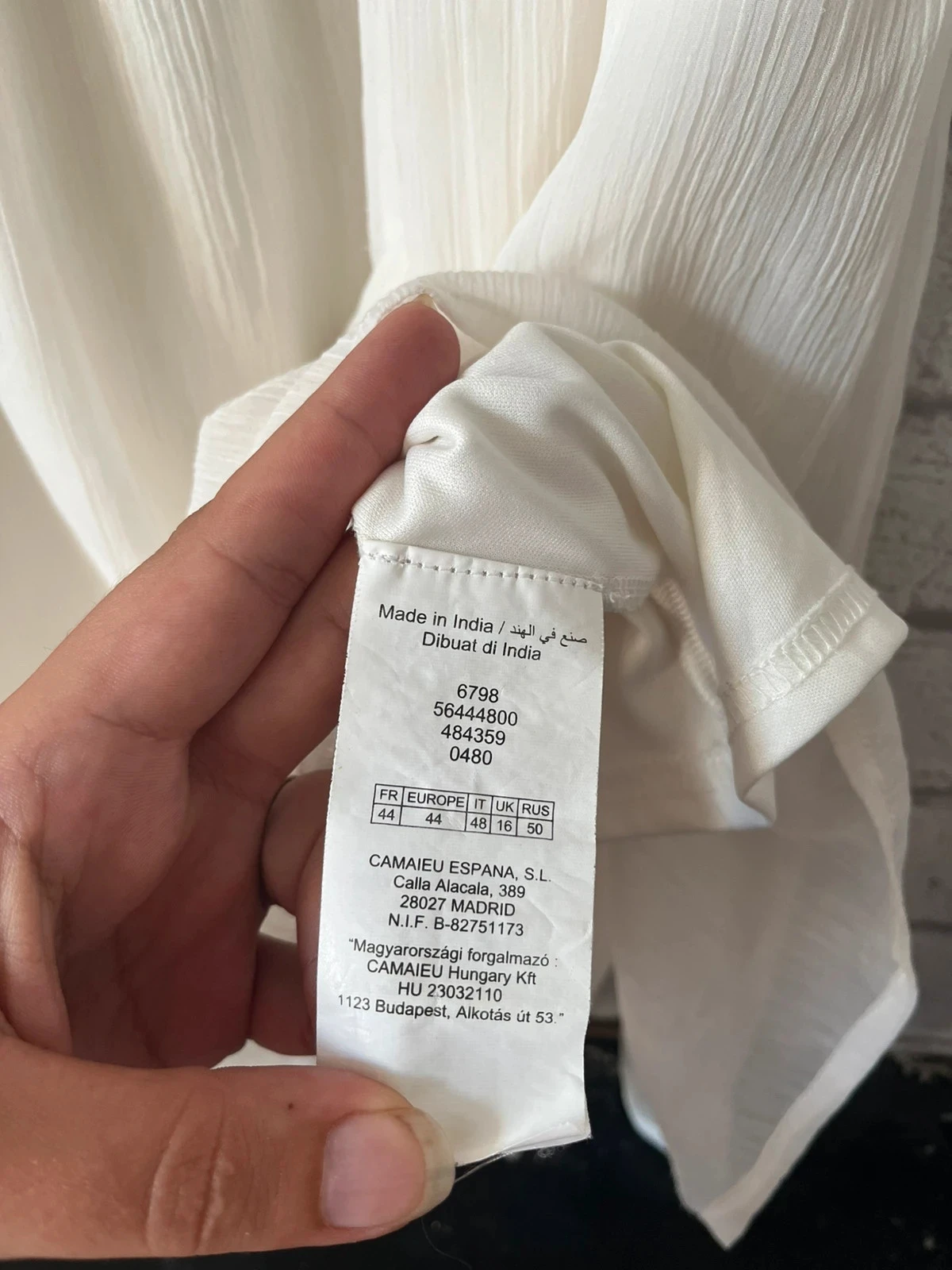 Vestido Camaïeu bege / branco - Tamanho 44 – photo 5